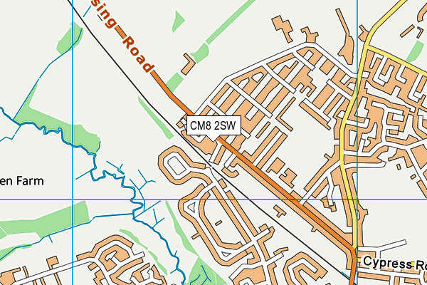 CM8 2SW map - OS VectorMap District (Ordnance Survey)
