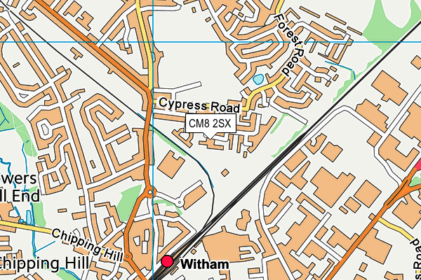 CM8 2SX map - OS VectorMap District (Ordnance Survey)