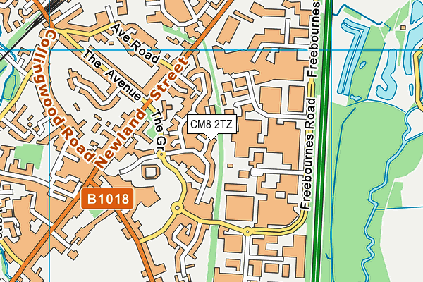 CM8 2TZ map - OS VectorMap District (Ordnance Survey)