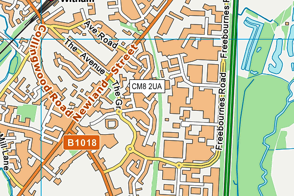 CM8 2UA map - OS VectorMap District (Ordnance Survey)