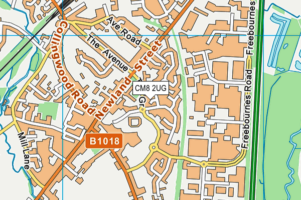 CM8 2UG map - OS VectorMap District (Ordnance Survey)