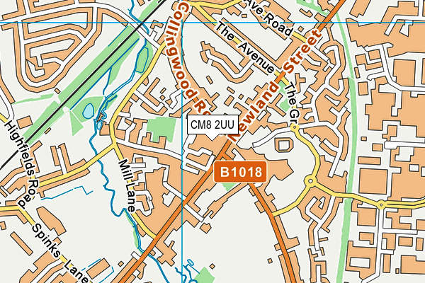 CM8 2UU map - OS VectorMap District (Ordnance Survey)