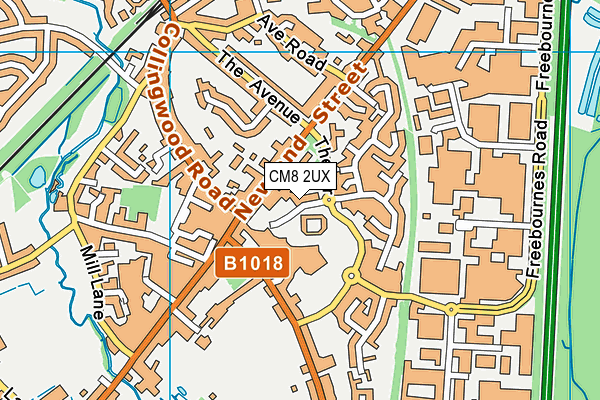 CM8 2UX map - OS VectorMap District (Ordnance Survey)