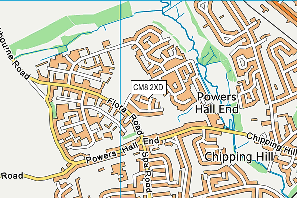 CM8 2XD map - OS VectorMap District (Ordnance Survey)