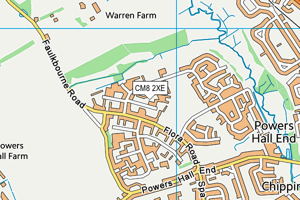 CM8 2XE map - OS VectorMap District (Ordnance Survey)