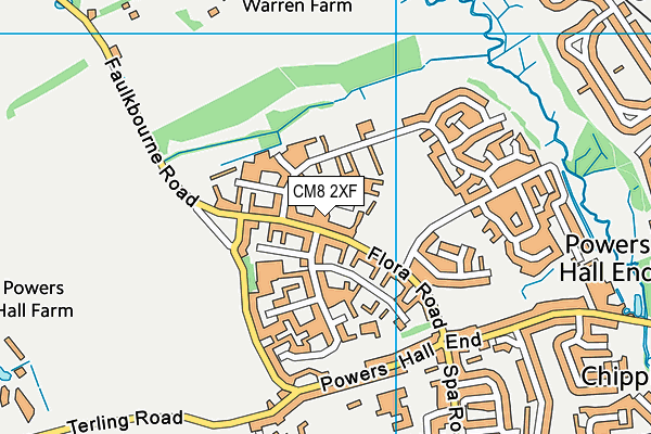 CM8 2XF map - OS VectorMap District (Ordnance Survey)