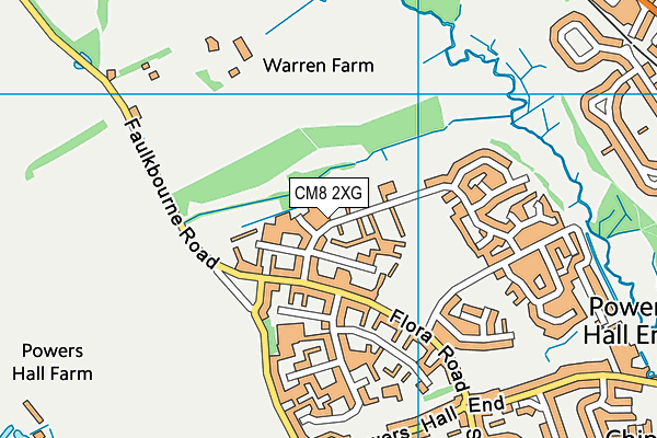 CM8 2XG map - OS VectorMap District (Ordnance Survey)