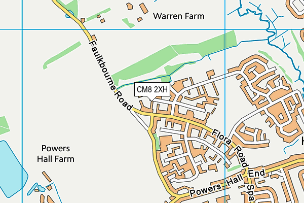 CM8 2XH map - OS VectorMap District (Ordnance Survey)