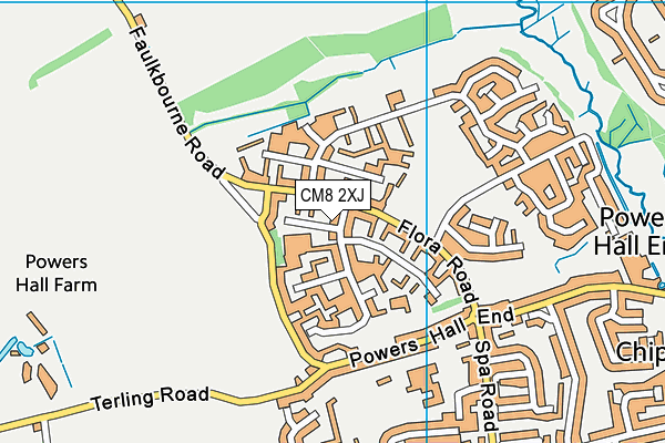 CM8 2XJ map - OS VectorMap District (Ordnance Survey)