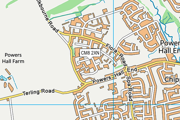 CM8 2XN map - OS VectorMap District (Ordnance Survey)