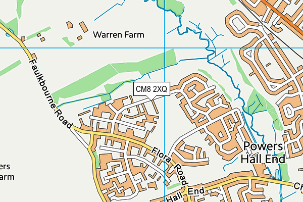 CM8 2XQ map - OS VectorMap District (Ordnance Survey)