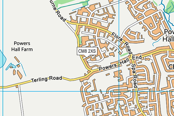 CM8 2XS map - OS VectorMap District (Ordnance Survey)