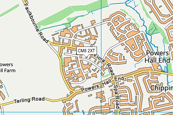 CM8 2XT map - OS VectorMap District (Ordnance Survey)