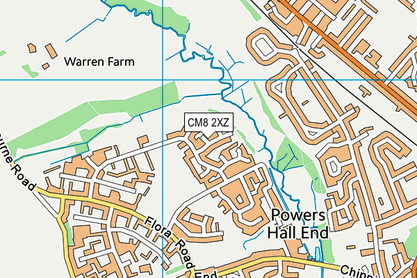 CM8 2XZ map - OS VectorMap District (Ordnance Survey)