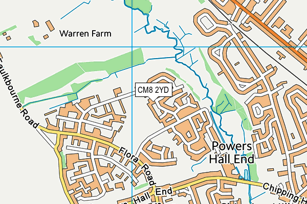 CM8 2YD map - OS VectorMap District (Ordnance Survey)