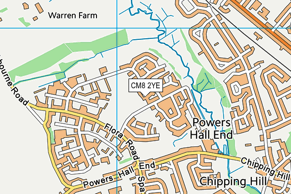 CM8 2YE map - OS VectorMap District (Ordnance Survey)
