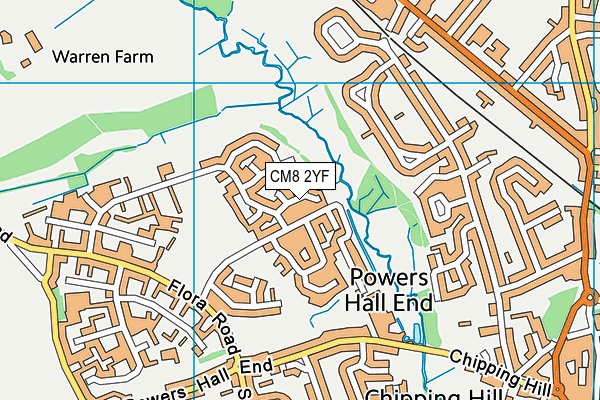 CM8 2YF map - OS VectorMap District (Ordnance Survey)