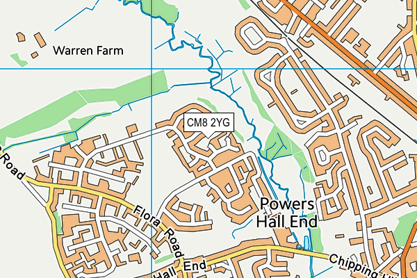 CM8 2YG map - OS VectorMap District (Ordnance Survey)