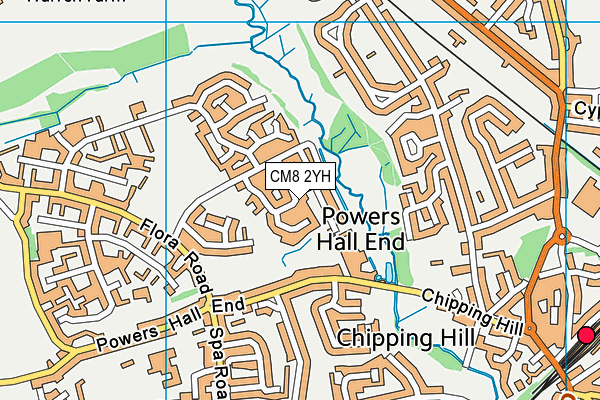 CM8 2YH map - OS VectorMap District (Ordnance Survey)