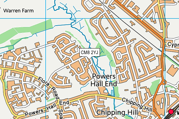 CM8 2YJ map - OS VectorMap District (Ordnance Survey)