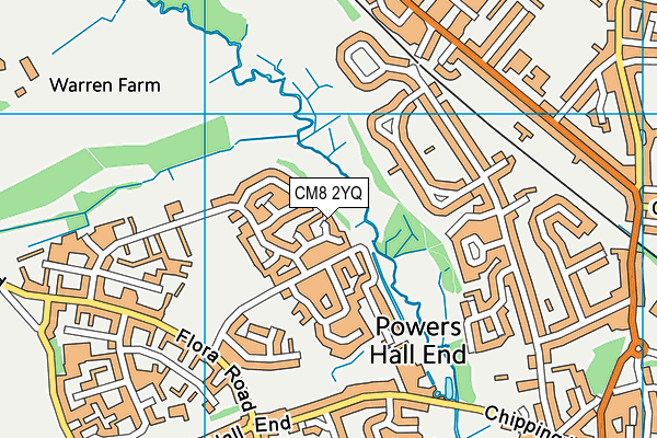 CM8 2YQ map - OS VectorMap District (Ordnance Survey)