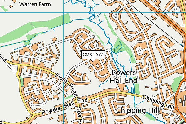 CM8 2YW map - OS VectorMap District (Ordnance Survey)