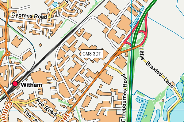 CM8 3DT map - OS VectorMap District (Ordnance Survey)