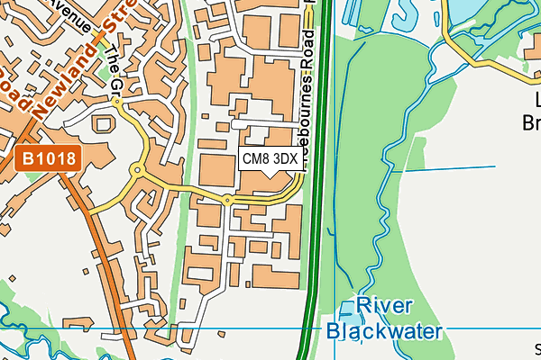 CM8 3DX map - OS VectorMap District (Ordnance Survey)