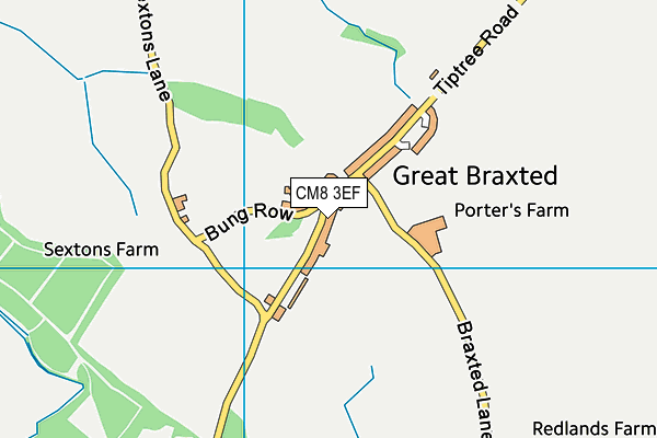 Great Braxted And Tiptree Cricket Club map (CM8 3EF) - OS VectorMap District (Ordnance Survey)