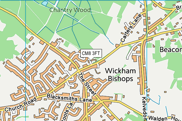 CM8 3FT map - OS VectorMap District (Ordnance Survey)