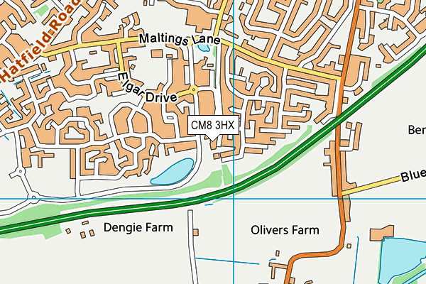 CM8 3HX map - OS VectorMap District (Ordnance Survey)