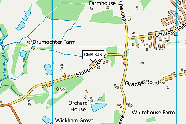 CM8 3JN map - OS VectorMap District (Ordnance Survey)