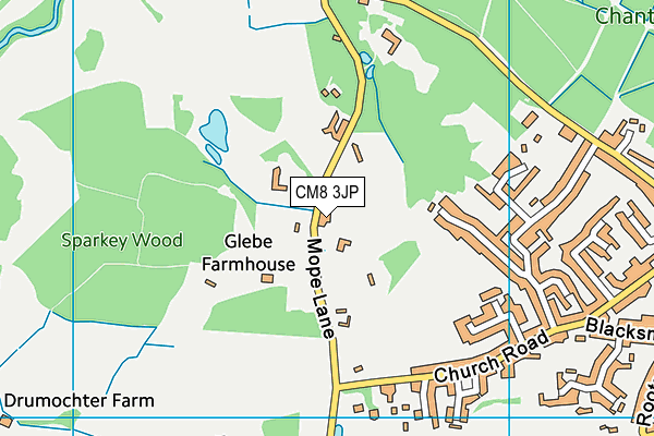 CM8 3JP map - OS VectorMap District (Ordnance Survey)