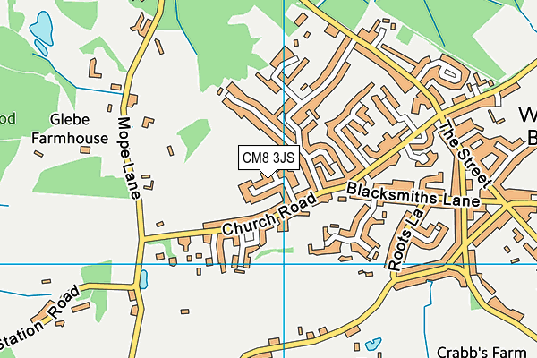 CM8 3JS map - OS VectorMap District (Ordnance Survey)