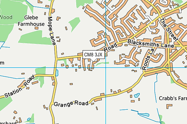 CM8 3JX map - OS VectorMap District (Ordnance Survey)