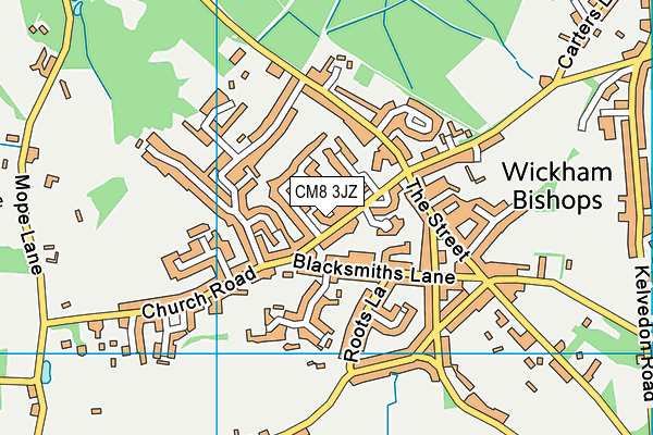 Wickham Bishops Village Hall map (CM8 3JZ) - OS VectorMap District (Ordnance Survey)