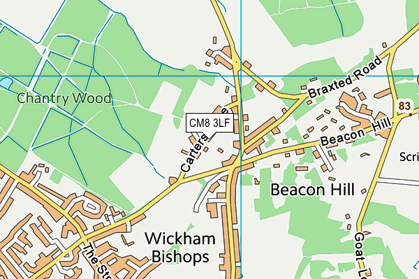 CM8 3LF map - OS VectorMap District (Ordnance Survey)