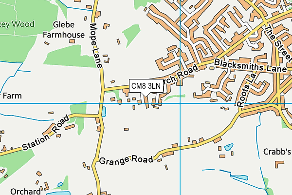 CM8 3LN map - OS VectorMap District (Ordnance Survey)
