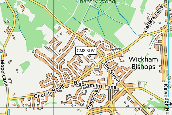 CM8 3LW map - OS VectorMap District (Ordnance Survey)