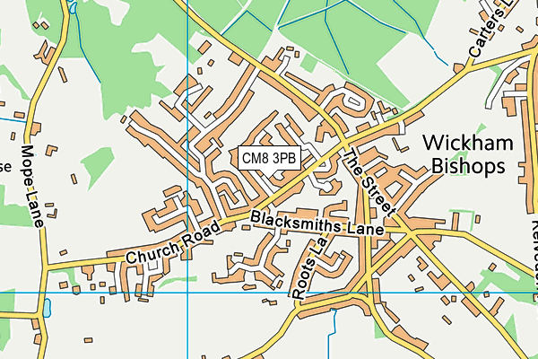 CM8 3PB map - OS VectorMap District (Ordnance Survey)