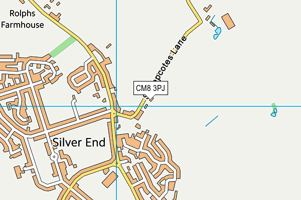 CM8 3PJ map - OS VectorMap District (Ordnance Survey)