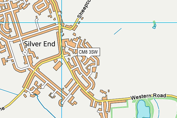 CM8 3SW map - OS VectorMap District (Ordnance Survey)