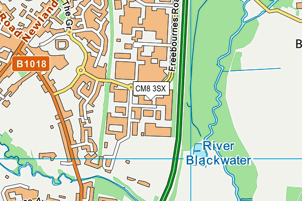 CM8 3SX map - OS VectorMap District (Ordnance Survey)
