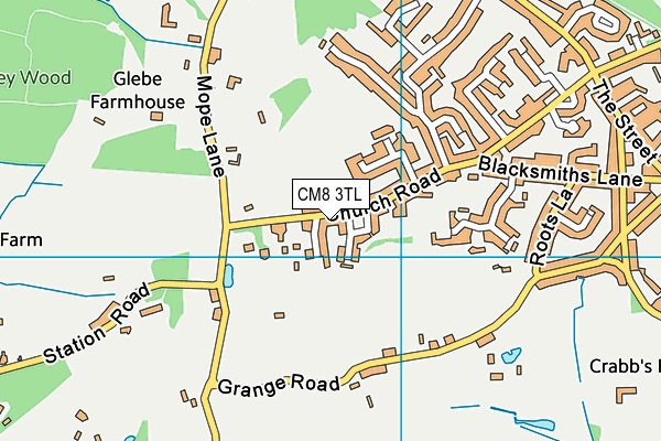 CM8 3TL map - OS VectorMap District (Ordnance Survey)