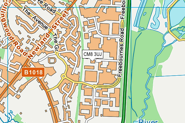 CM8 3UJ map - OS VectorMap District (Ordnance Survey)