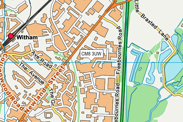 CM8 3UW map - OS VectorMap District (Ordnance Survey)