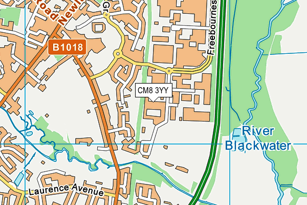 CM8 3YY map - OS VectorMap District (Ordnance Survey)