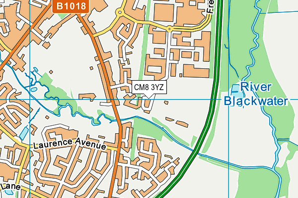 CM8 3YZ map - OS VectorMap District (Ordnance Survey)