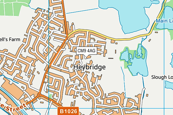 CM9 4AG map - OS VectorMap District (Ordnance Survey)