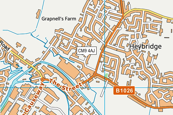 CM9 4AJ map - OS VectorMap District (Ordnance Survey)